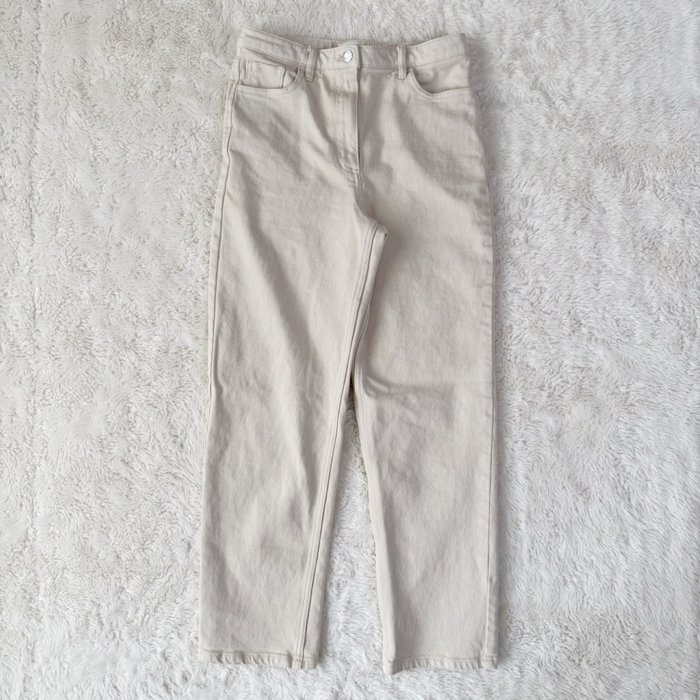 Wilfred Free Aritzia Woman Cream Twill High Rise Straight Leg Pant US6 Preppy
